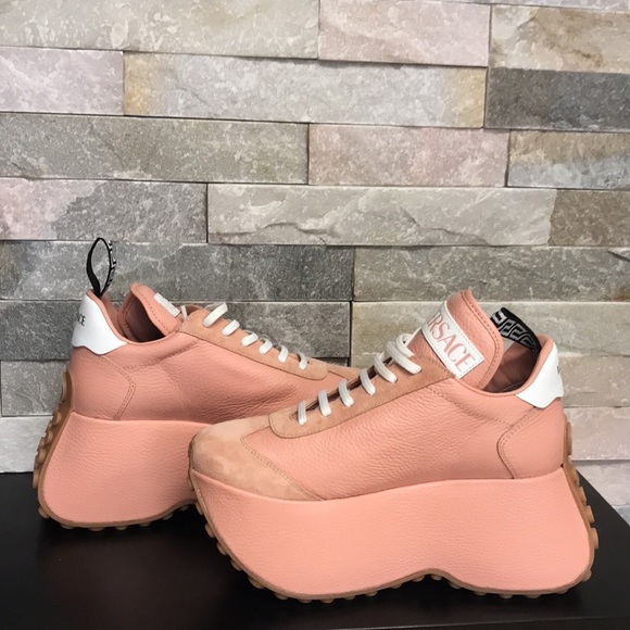 Authentic Versace Triplatform Leather Sneakers(peach like color) - Picture 13 of 16